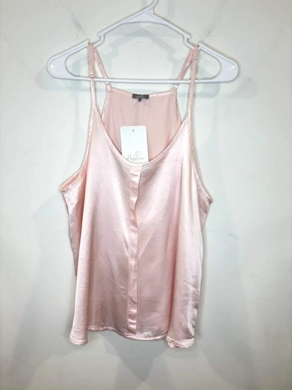 NWT PJ Harlow Babe Satin Cami M Pleated Front And Adjustable Straps Blush Pink